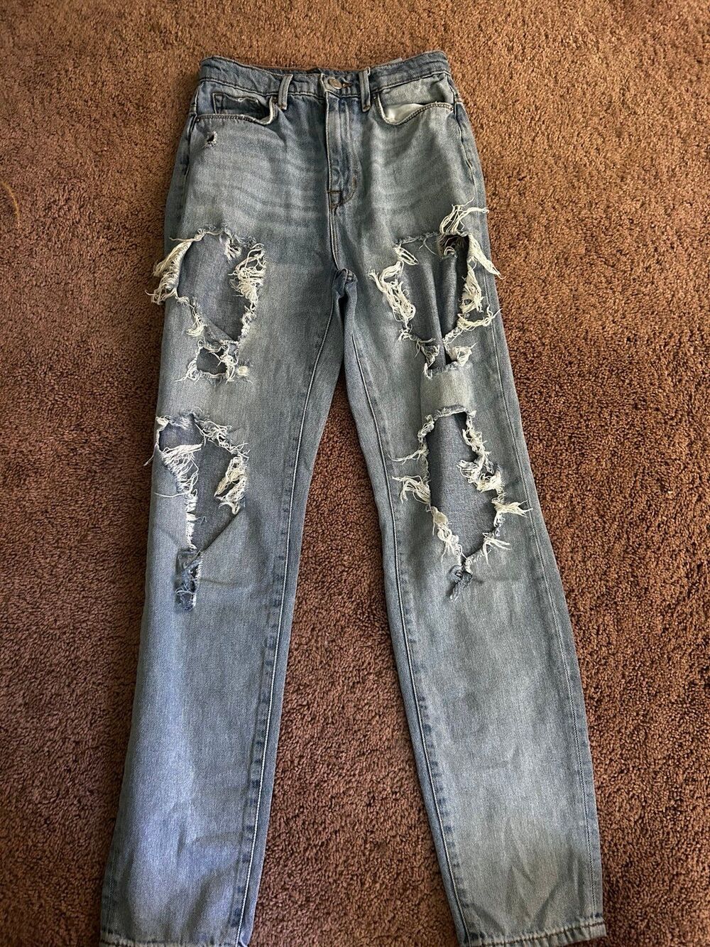 BDG Urban Outfitters Mom Jeans Womens 25 High Rise Distressed Ripped Light Wash